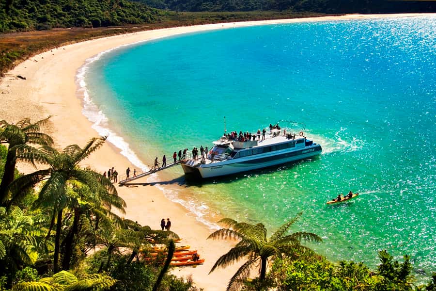 Abel Tasman: Sea Shuttle Cruise and Walking Tour Combo - Leaving Kaiteriteri and heading along the coast