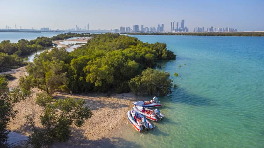 Abu Dhabi: Yas Island Self-Driving Guided Speedboat Tour - The Giant Statue and Yas Bay views