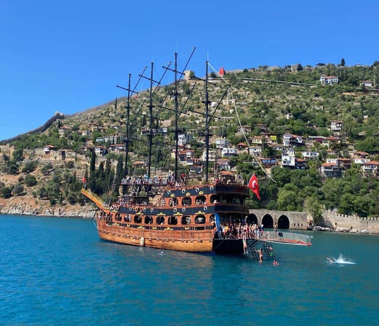 Alanya: Luxury Pirate Boat with Lunch & Unlimited Drinks - Boarding the GRAND TROYS07 in Alanya