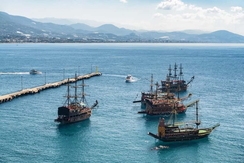 Alanya: Pirate Boat with Transfer, Lunch & Soft Drinks - Alanya’s Red Tower, castle, cliffs, and Lovers’ Cave