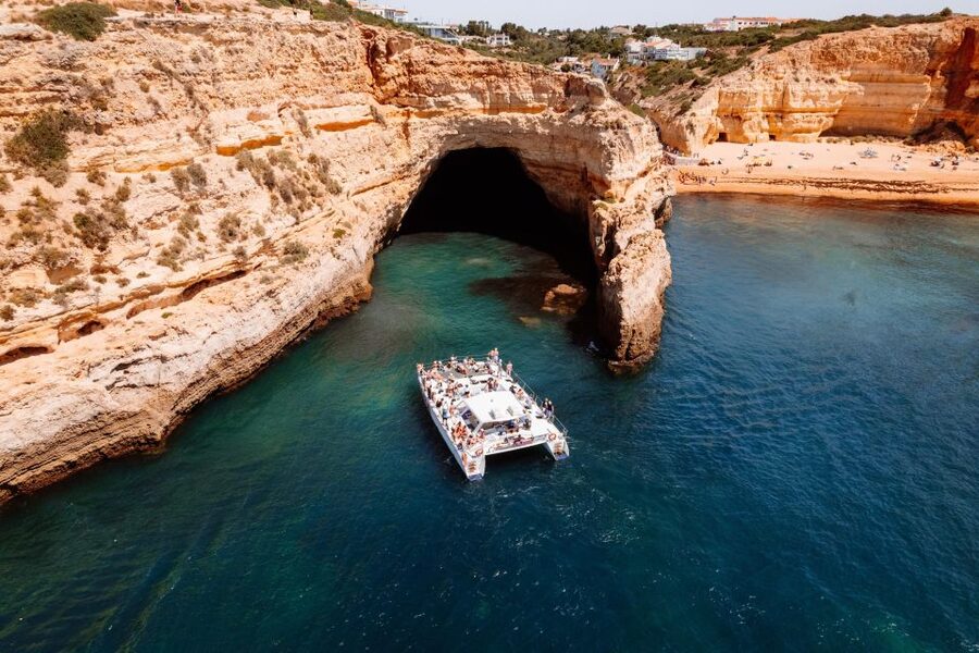Albufeira: Caves and Coastline Catamaran Cruise to Benagil - From Albufeira Marina to the Open Coast