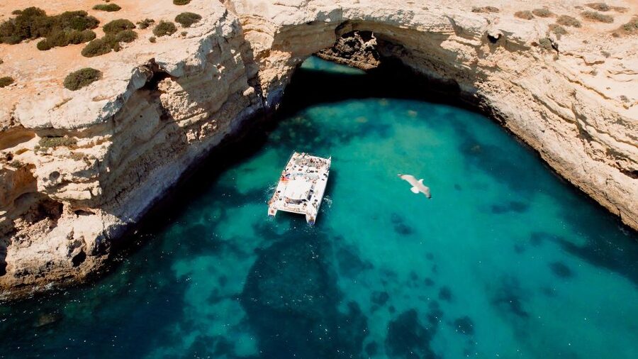 Albufeira: Caves and Coastline Catamaran Cruise to Benagil - Life on the Catamaran