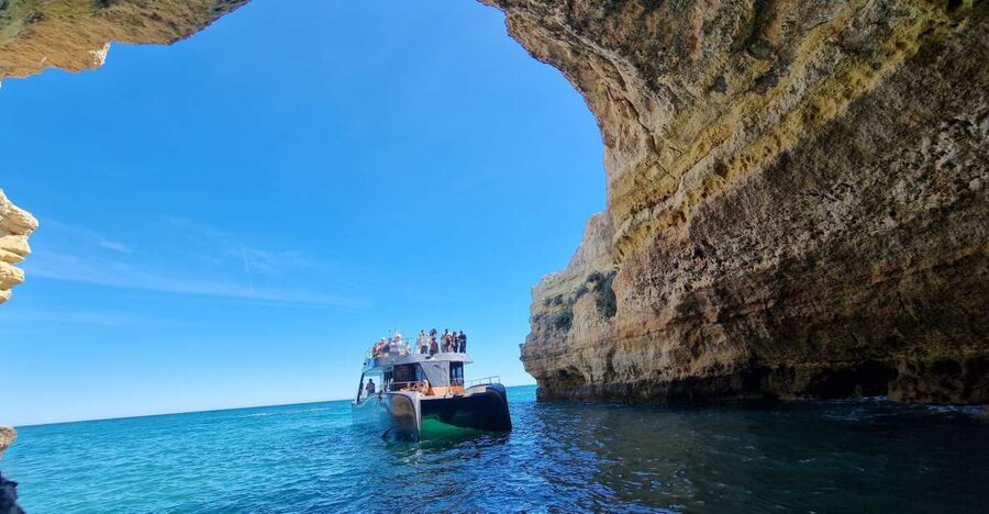 Albufeira: Coastline and Benagil Caves Tour by Catamaran - Armação de Pêra and the cliffs near Marinha