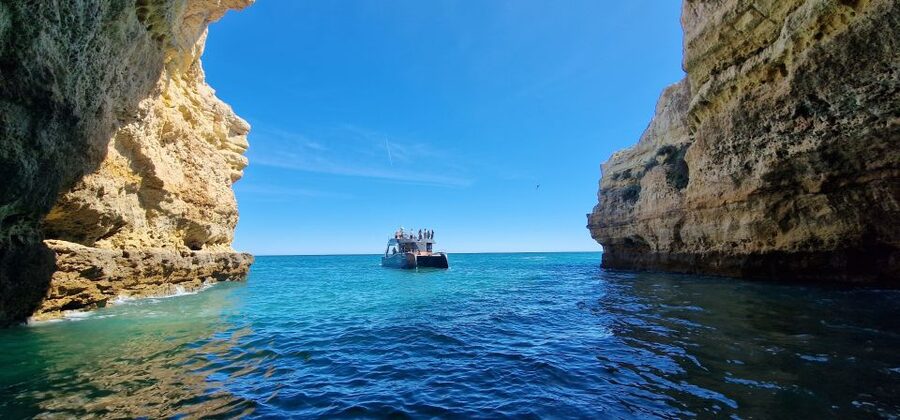 Albufeira: Coastline and Benagil Caves Tour by Catamaran - The Atlantic swim on the return