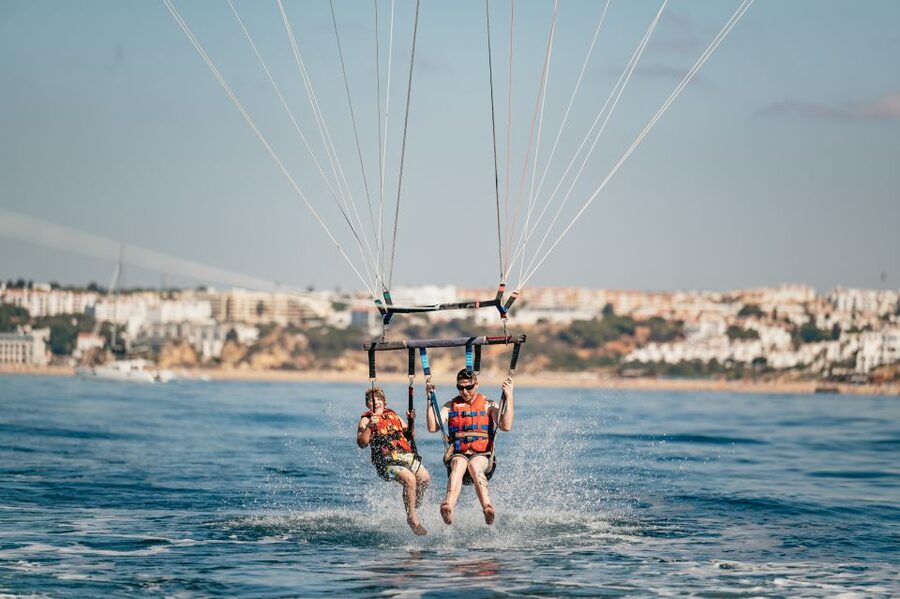 Albufeira: Parasailing Boat Trip - The harness, parachute, and slow launch