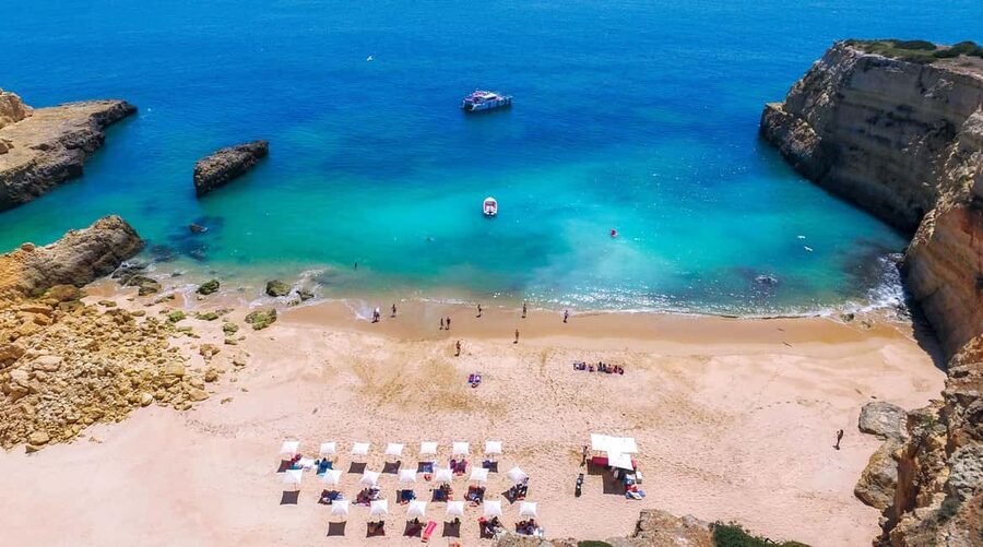 Albufeira: Sightseeing Cruise with Beach BBQ and Open Bar - Leaving Albufeira Marina for the Algarve coast