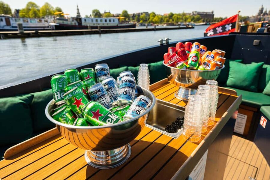 Amsterdam: Guided Open Boat Cruise Unlimited Drinks Option - The Amstel and the eastern canal sights