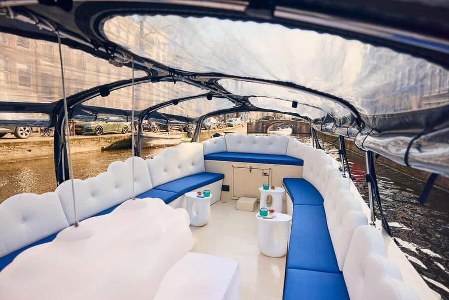 Amsterdam: Smoke & Cruise on covered Cannabis Boat With Bar - Seven Bridges and Prinsengracht