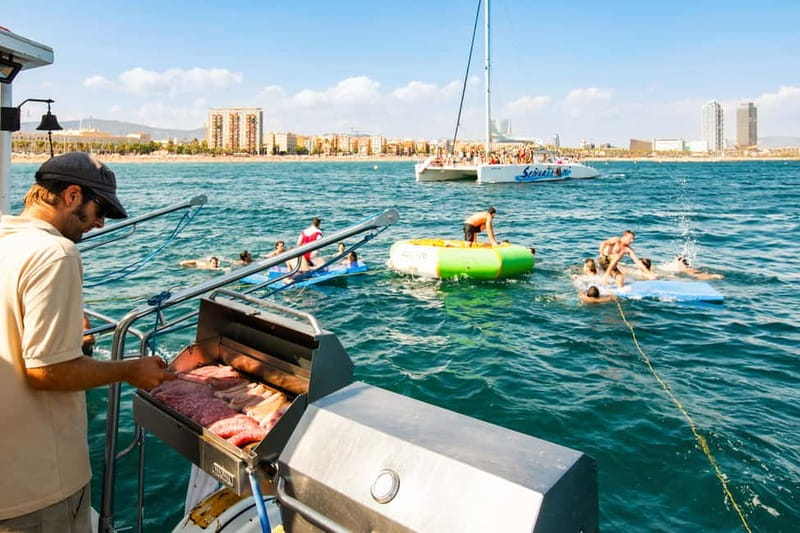 Barcelona: Catamaran Party Cruise with BBQ Meal - The first hour: leaving Barcelona and settling in