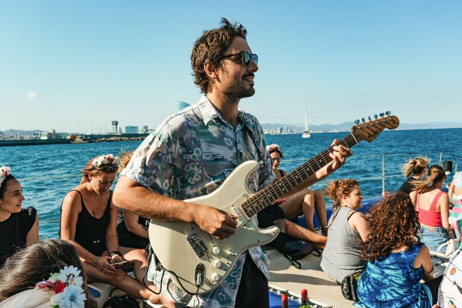 Barcelona: Sunset Catamaran Cruise with Live Music - The forward nets and onboard comfort