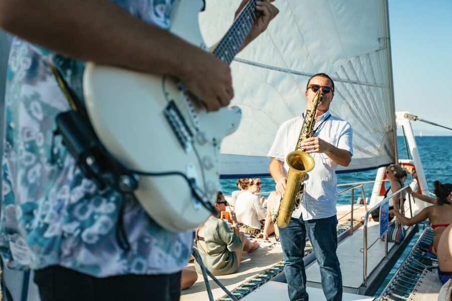 Barcelona: Sunset Catamaran Cruise with Live Music - Sailing along Barcelona’s coast with no stops