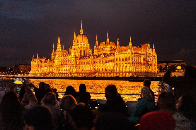Budapest Danube River Sightseeing Night Cruise with Drink - Parliament and Chain Bridge at their brightest