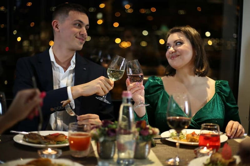 Budapest: Prosecco Dinner Cruise with Live Music - Budapest at night, seen from a dinner table