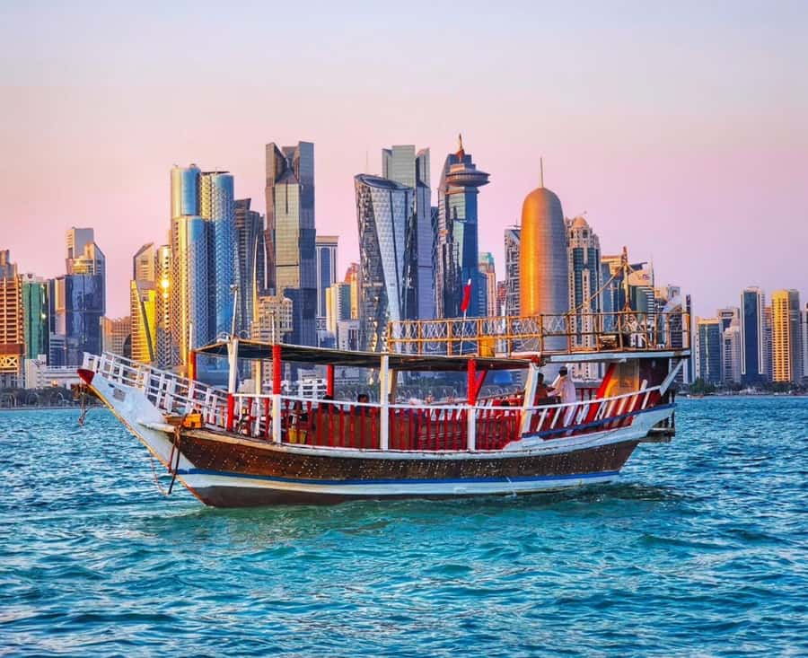 Doha: Arabic Dhow Cruise with Dinner, Tea & Coffee - Boarding the wooden dhow