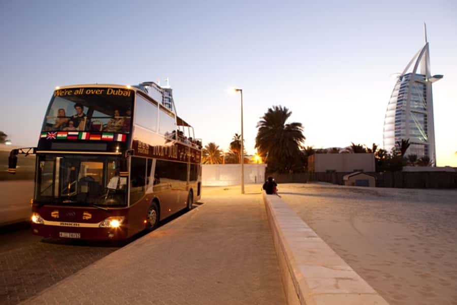 Dubai: Big Bus Panoramic Night Tour & Optional Dinner Cruise - Souk Madinat Jumeirah and Dubai’s changing styles