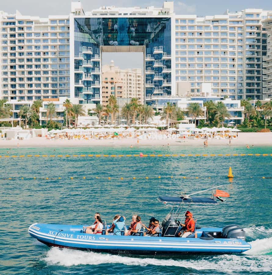 Dubai: Marina, Atlantis, Palm & Burj Al Arab Speedboat Tour - Palm Jumeirah from the sea
