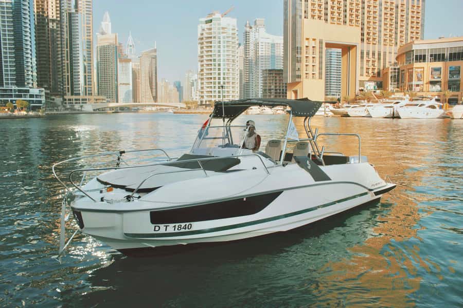 Dubai: Private Sea Escape Cruise - Swim, Tan & Sightsee - Starting at Dubai Marina with the city around you