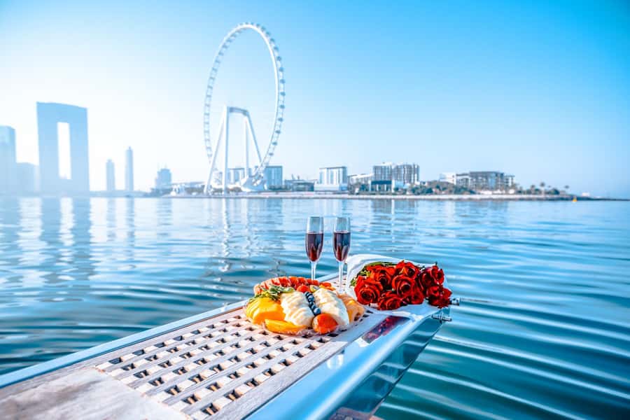 Dubai Yacht Tour - Boat Trip upto 12 guests Private event - Swimming, clothing, and safety rules matter