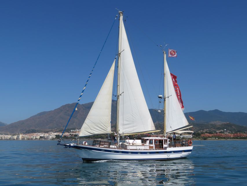 Estepona: Dolphin Watching Sailboat Cruise with Drink - The swimming stop and the water below
