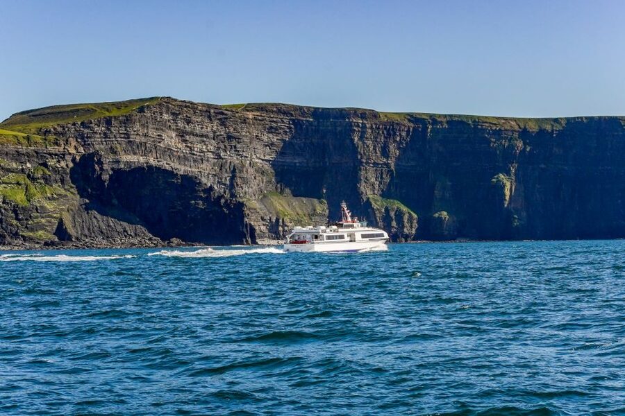 From Galway: Aran Islands & Cliffs of Moher Day Cruise - The outward sailing across Galway Bay
