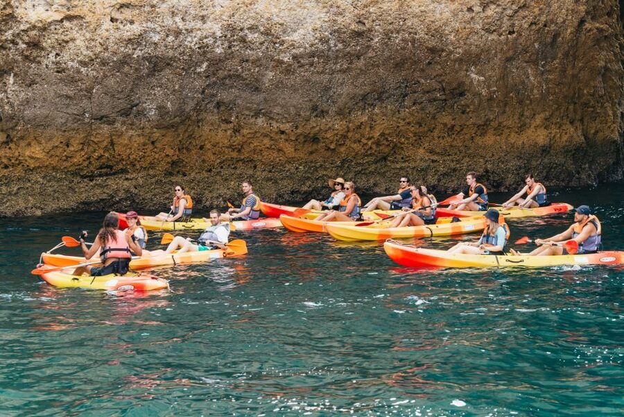 From Lagos: Kayaking and Boat Cave Explorer Tour - Paddling through the golden caves