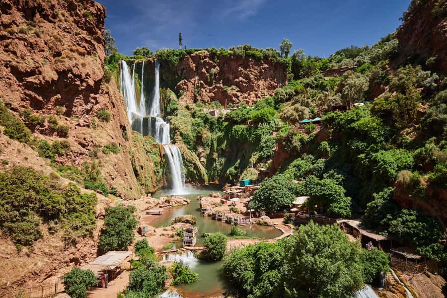 From Marrakech: Ouzoud Waterfalls Guided Tour & Boat Ride - First views from the upper rim