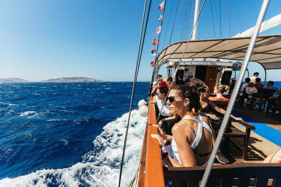 From Mykonos: Cruise to Delos and Rhenia with Lunch - A barbecue lunch with wine and Greek sides
