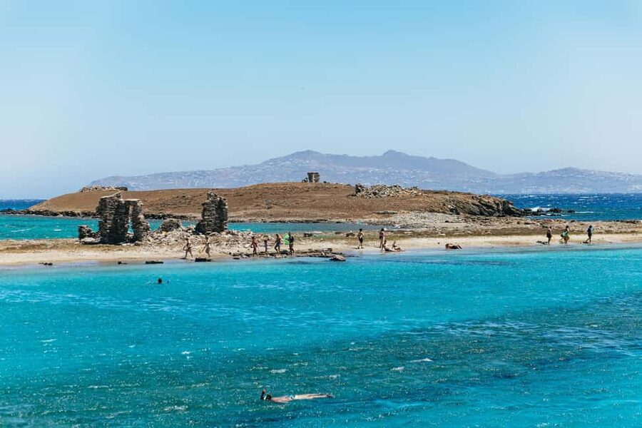 From Mykonos: Cruise to Delos and Rhenia with Lunch - Rhenia: your first swim in the Aegean