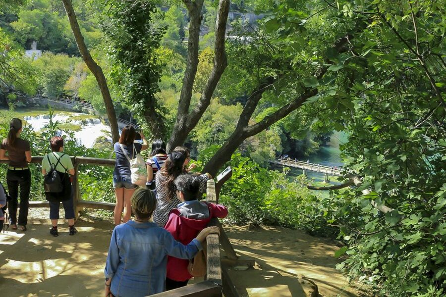 From Split: Krka Waterfalls Tour with Boat Ride & Swimming - Walking around Skradinski Buk waterfall