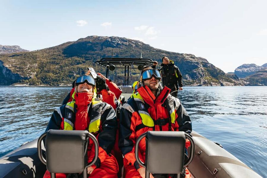From Stavanger: Lysefjorden & Pulpit Rock RIB Boat Tour - Leaving Stavanger harbor and getting suited up