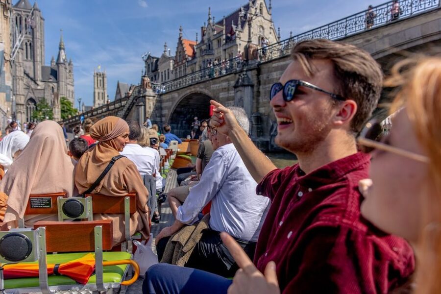 Ghent: 50-Minute Medieval Center Guided Boat Trip - A boat for changing weather