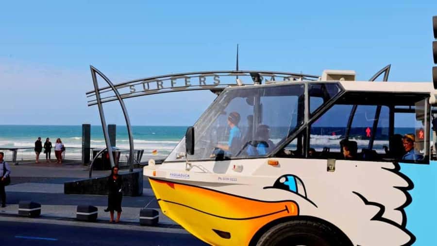 Gold Coast: 1-Hour Land and Water Duck Tour - The splashdown from road to water