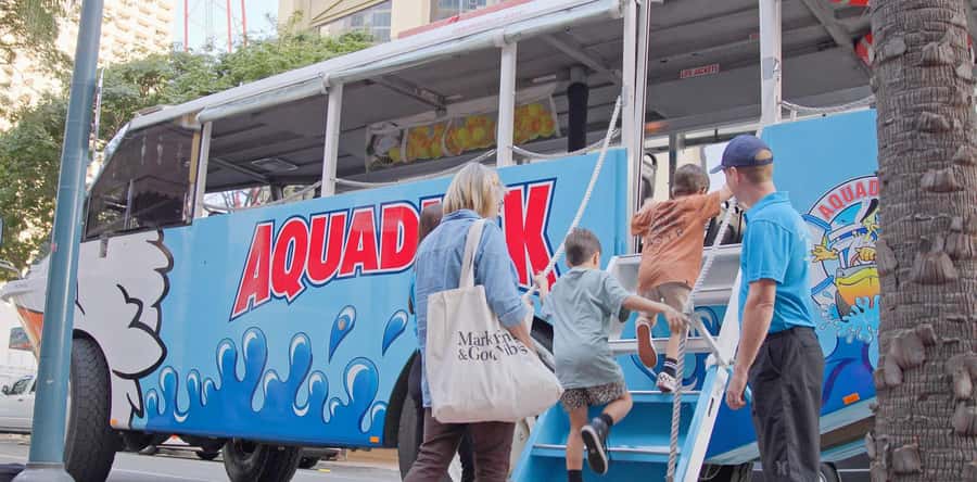 Gold Coast: 1-Hour Land and Water Duck Tour - The children’s turn at the wheel