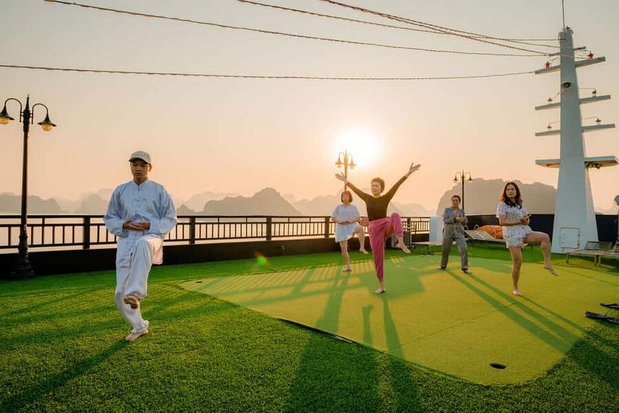 Hanoi: Aspira 5★ Overnight Cruise w/ Balcony & Free Transfer - Swimming, sunset, and the rooftop Jacuzzi