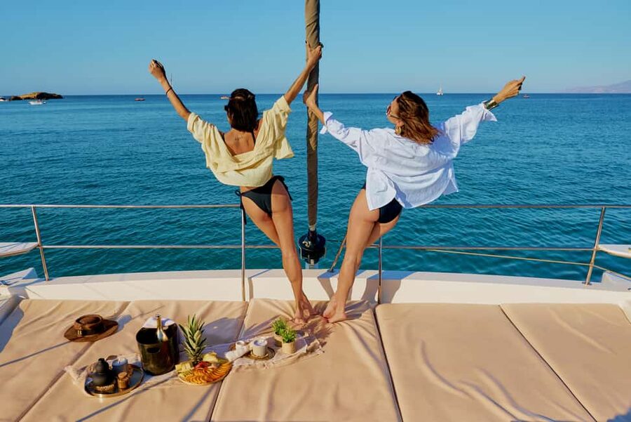 Hersonissos: Luxury Sunset Catamaran Cruise Sushi & Open Bar - Sushi, fruit, and an open bar that is useful rather than flashy