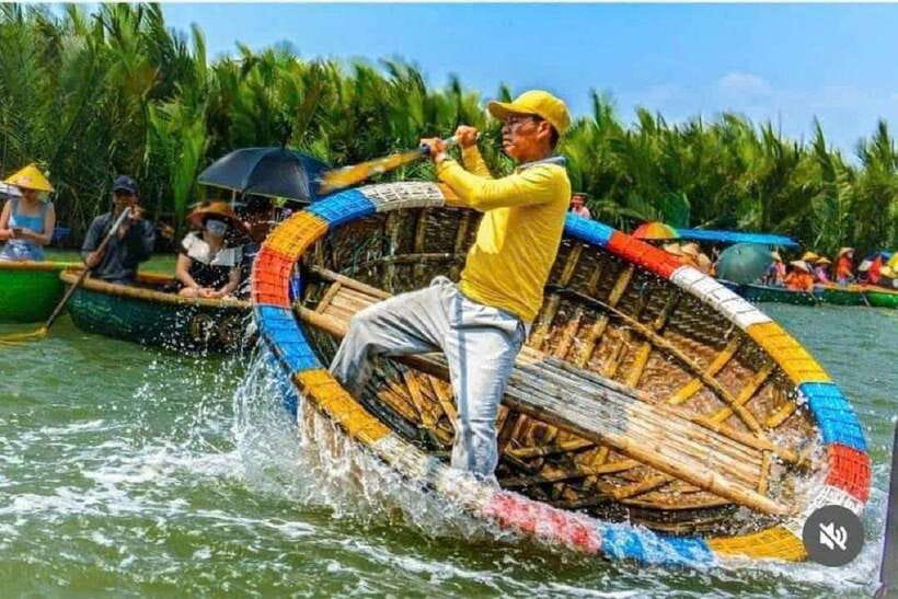 Hoi An: Coconut Basket Boat Ride by Hangcoconut - Boat spinning, songs, and river entertainment