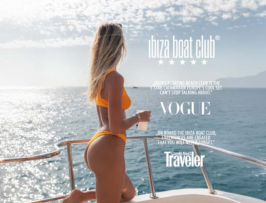 Ibiza: Half Day Pass at Ibiza Boat Club with Brunch & Drinks - Settling onto the 90-foot catamaran