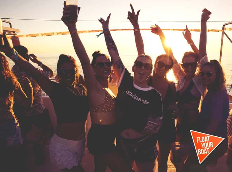 Ibiza: Sunset Boat Party Cruise with DJs with 2 Clubs - The DJ, Funktion One sound, and bongo player