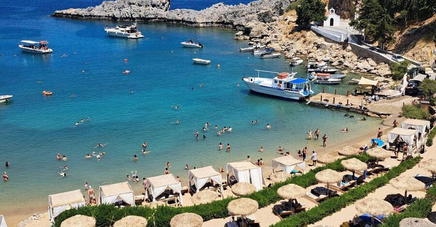 Lindos,Pefkos: All inclusive Swim & Snorkel Boat Cruise - The Lindos cave is the memorable first stop