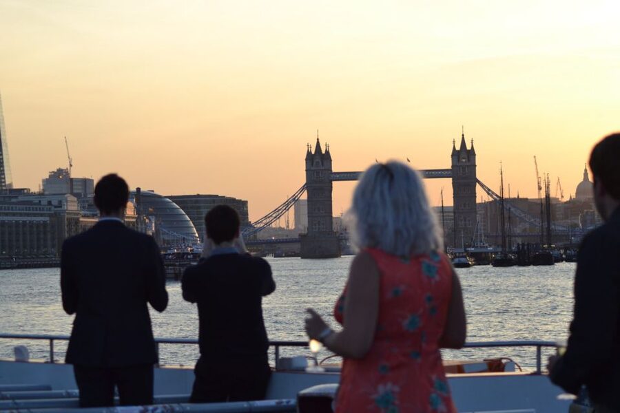 London: River Thames Evening Cruise with Bubbly and Canapés - Canary Wharf turns the cruise modern