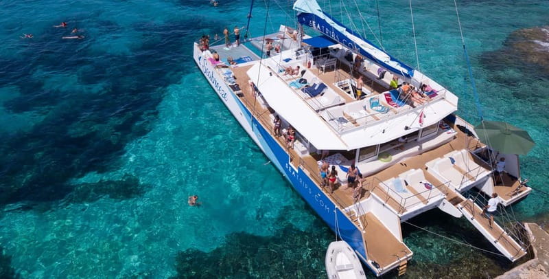 Malta: Blue Lagoon, Beaches & Bays Trip by Catamaran - Blue Lagoon: turquoise water, but no shore time