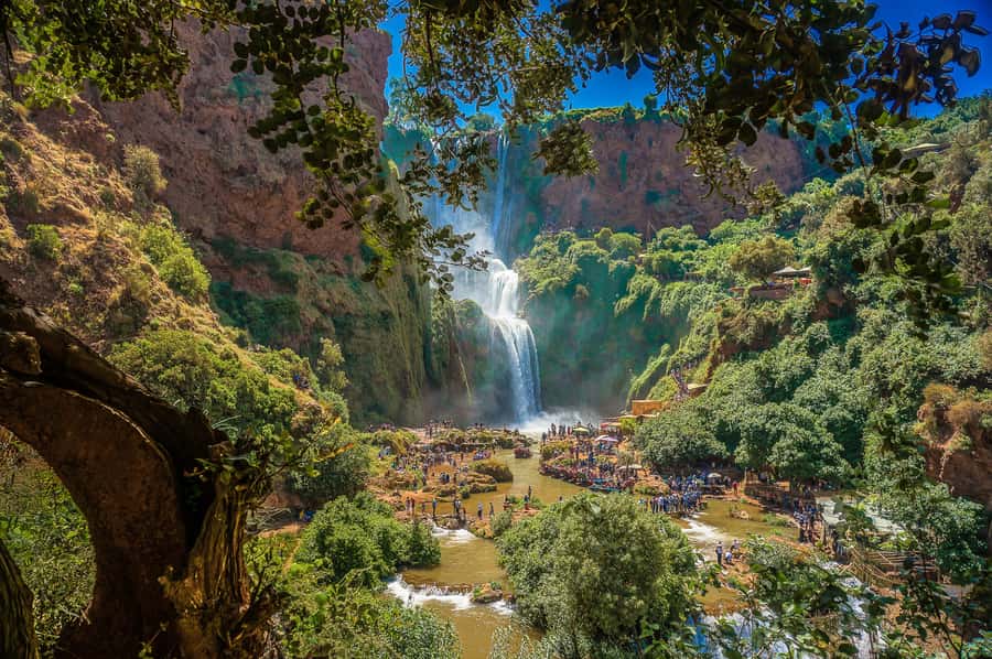 Marrakech: Day Tour to Ouzoud Waterfalls with Boat Trip - Tagine with a view, but check the bill