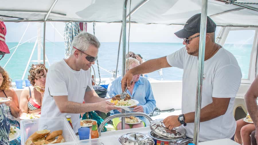Mauritius: Catamaran Day Cruise to lle aux Cerfs with Lunch - BBQ lunch, drinks, and the onboard mood