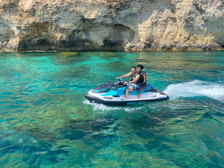 Mellieha: Jet Ski Rental with Safety Boat - A safety setup that helps beginners
