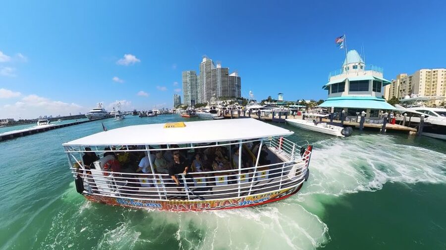 Miami Skyline Cruise of Millionaire Homes - Finding the Water Taxi dock at Bayside
