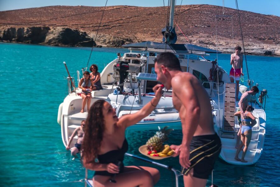 Mykonos: Catamaran Cruise with Lunch, Drinks and Transfer - The return route and sunset option