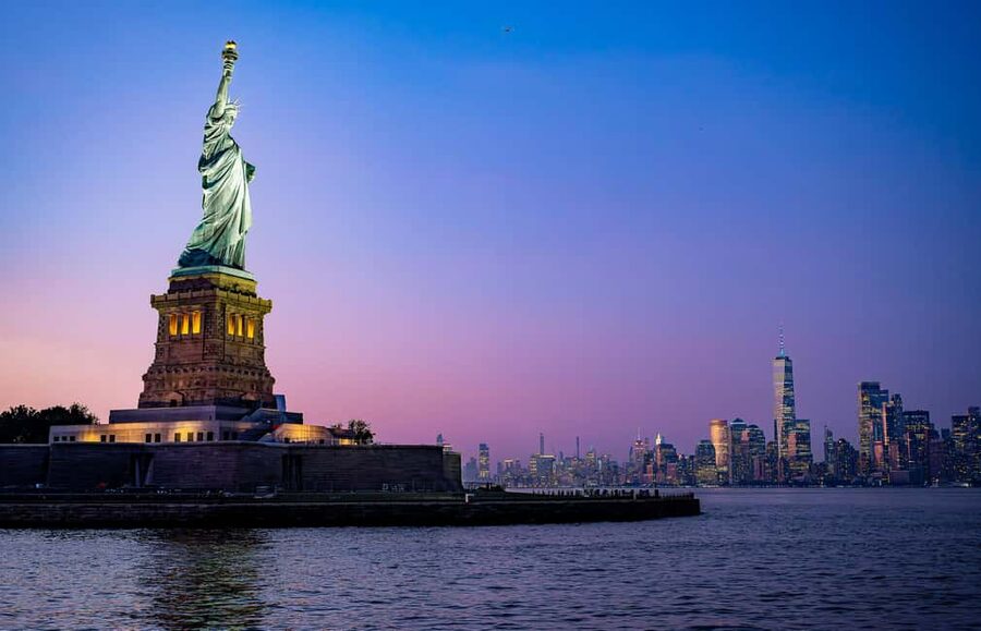 New York City: Gourmet Dinner Cruise with Live Music - The Statue of Liberty at sunset