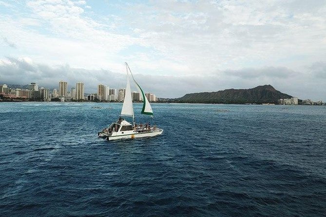 Oahu Catamaran Waikiki Sunset on 40 Foot Catamaran: Food and BYOB - The first hour: sailing toward Diamond Head