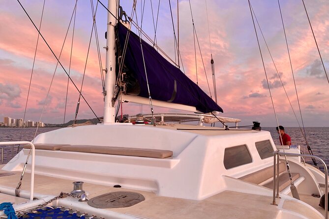 Oahu's Waikiki Coast: Moana’s Sunset Cocktail Sail - The Moana Catamaran and the First Drink