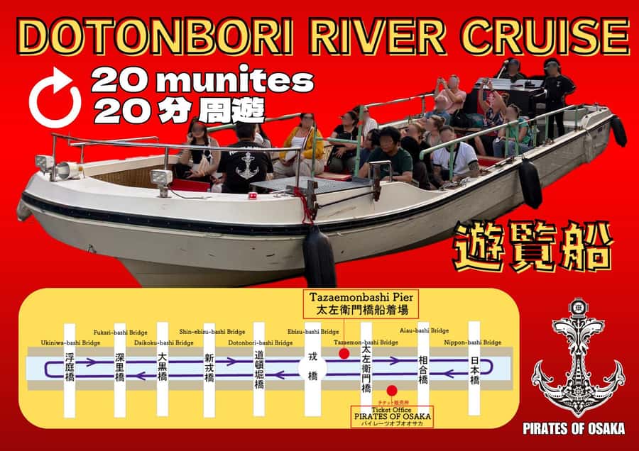 Osaka: Dotonbori's Bridges 20-Minute Cruise - The first bridges and the Glico view